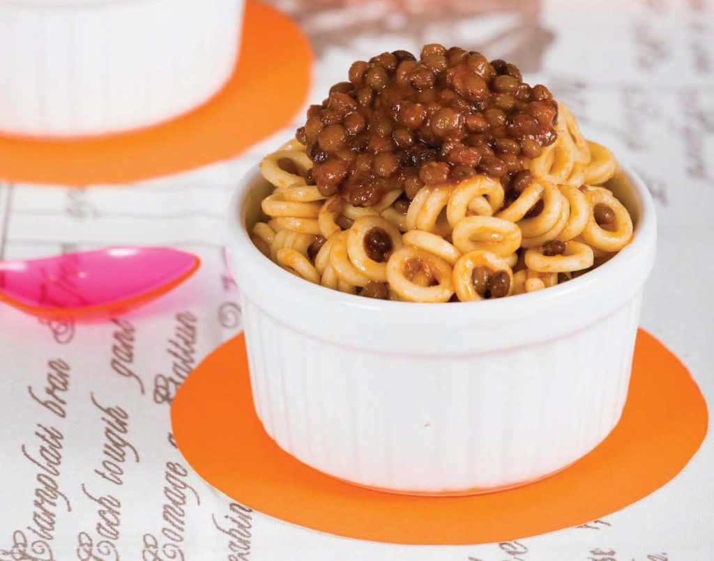 Anellini al rag&ugrave; di lenticchie