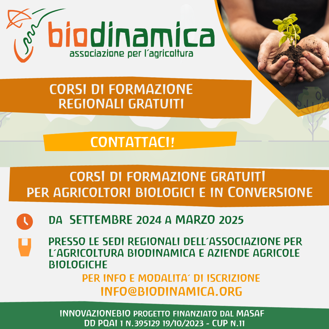 Corsi gratuiti organizzati dall&rsquo; Associazione per l&rsquo;Agricoltura Biodinamica in tutta Italia
