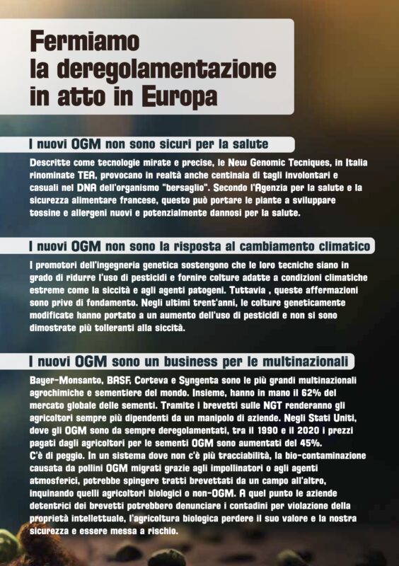 "OGM vecchi e nuovi (TEA): il falso mito dell'agricoltura del futuro"