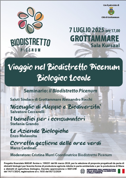 Il 7 luglio alle ore 17 alla sala Kursaal (piazza Kursaal 6) di Grottammare (Ascoli Piceno) si tiene il seminario dal titolo "Il biodistretto Picenum" al quale partecipano anche Salvatore Ceccarelli e Stefania Grando, co-autori di "Miglioramento genetico evolutivo: una guida per agricoltori" (Terra Nuova edizioni).