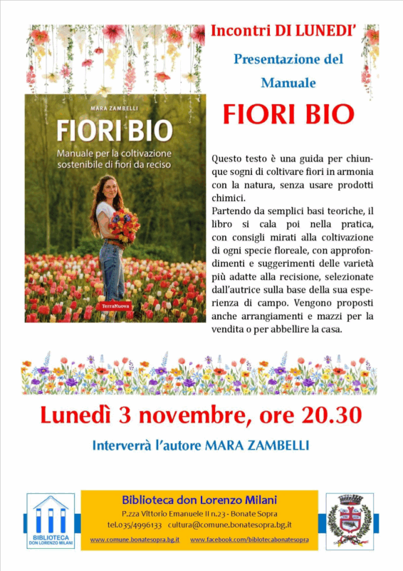 "Fiori bio": se ne parla a Bonate Sopra con Mara Zambelli